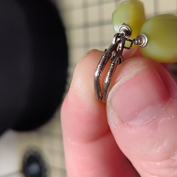 Earrings,925,jade stones - Picture 3 of 4